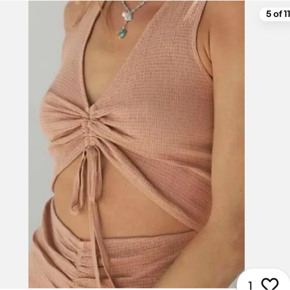 Free People Pink Ruched Bodycon Midi Dress - Picture 5 of 7